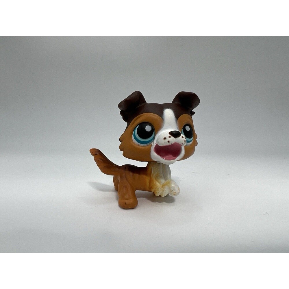 Littlest Pet Shop Authentic Border Collie Brown Tan White #237 Blue Eyes 2006